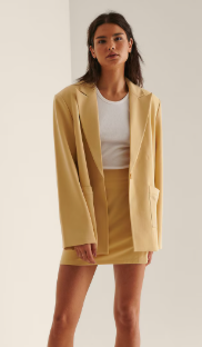 NAKD - One Button Oversized Blazer - Pale Yellow