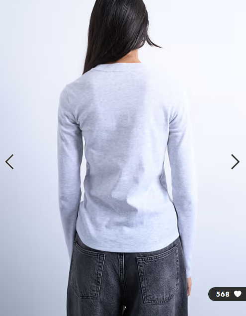 Topshop long sleeve everyday tee in grey marl