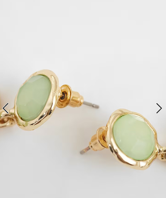 Accessorize triple gem drop earrings in light green