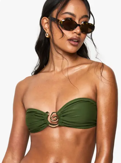boohoo Premium Swim Swirl Trim Bandeau Bikini Top