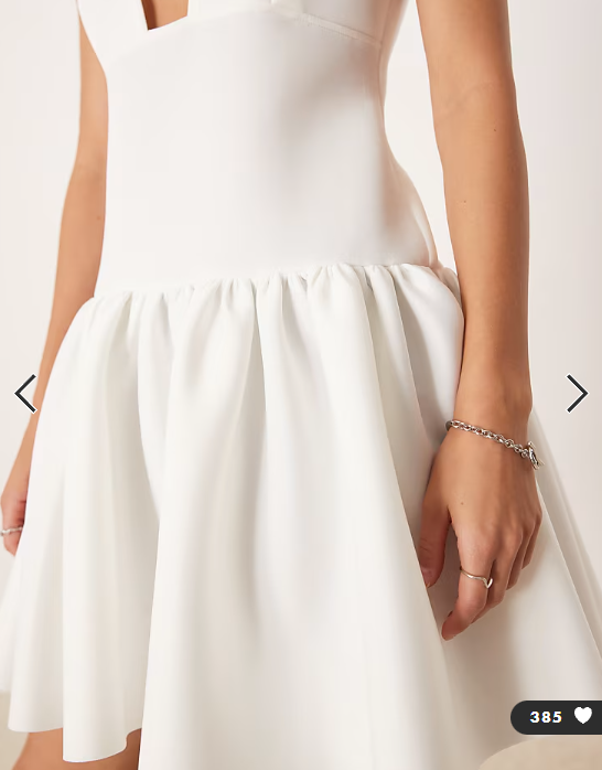 ASOS DESIGN dropped waist mini dress with full skirt in white in scuba-style fabric
