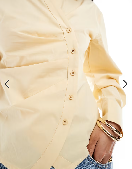 ASOS DESIGN ruched wrap shirt with cocoon sleeve in buttermilk