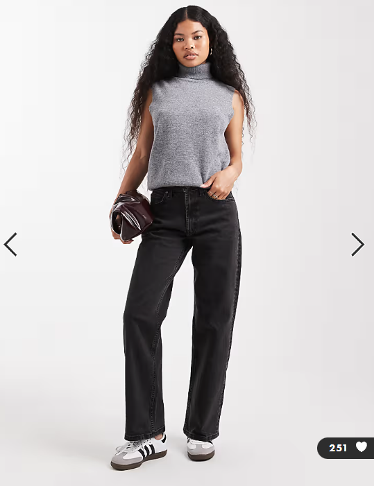 ASOS DESIGN Petite comfort stretch straight leg jean in washed black