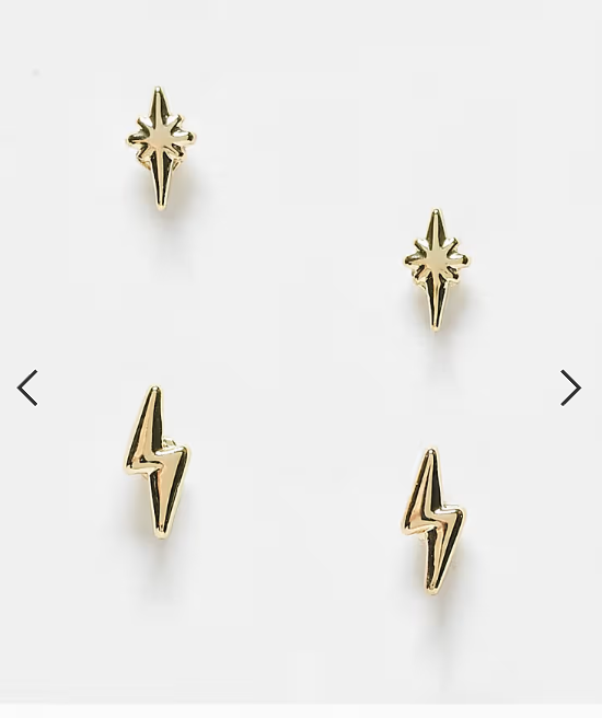 Pieces lightning bolt and star 2-pack stud earrings in gold
