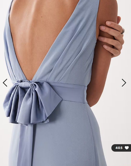 TFNC Bridesmaids chiffon maxi dress satin bow detail in dusty blue