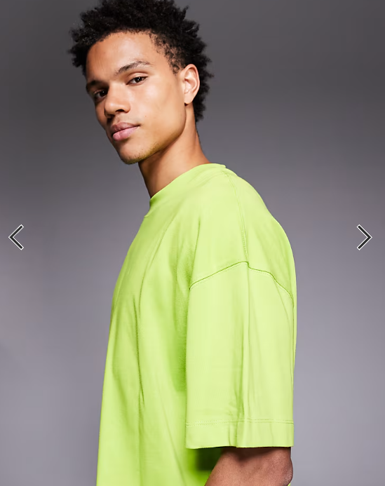 4505 Icon boxy oversized heavyweight cotton t-shirt with quick dry finish in acid green.