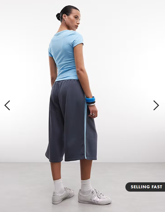 COLLUSION sporty striped baggy longline jersey shorts in navy