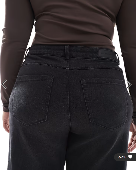ONLY Curve Snow high waist wide leg jeans in washed black