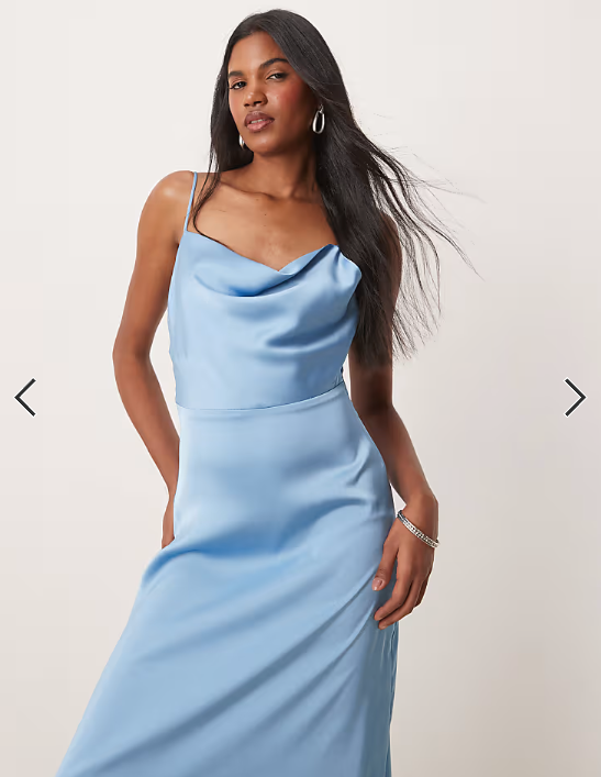 Vila satin cowl neck maxi dress in blissful blue