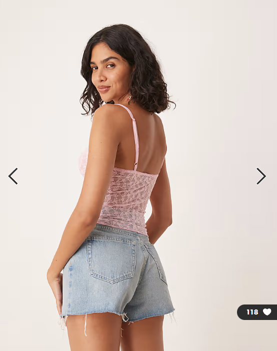 ASOS DESIGN lettuce hem lace cami top in pink