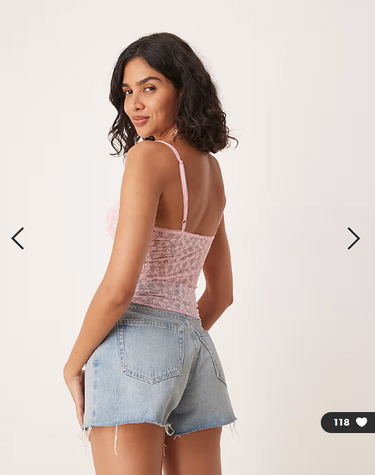 ASOS DESIGN lettuce hem lace cami top in pink