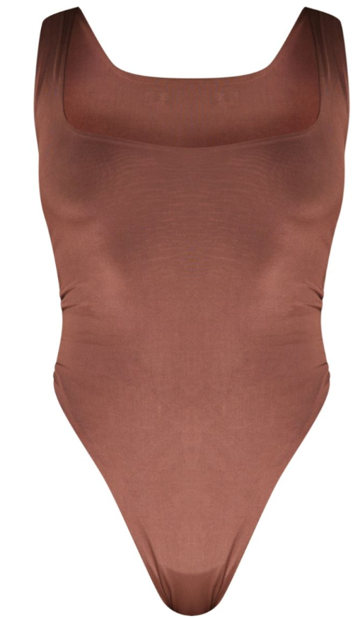 Prettylittlething Brown Sleeveless Square Neck Bodysuit