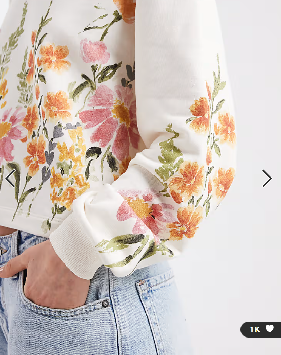 Miss Selfridge sweatshirt with flower print in cream