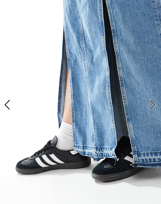 Monki western style denim maxi skirt in vintage blue wash
