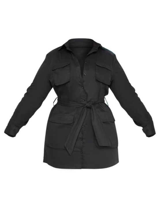 Plus Black Utility Shirt Dress