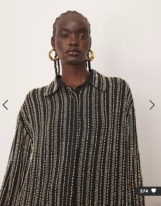 ARRANGE linear beaded oversized shirt co-ord