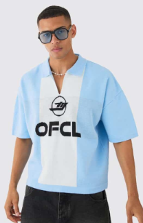 Boohoo - Oversized Boxy Football Knitted Top