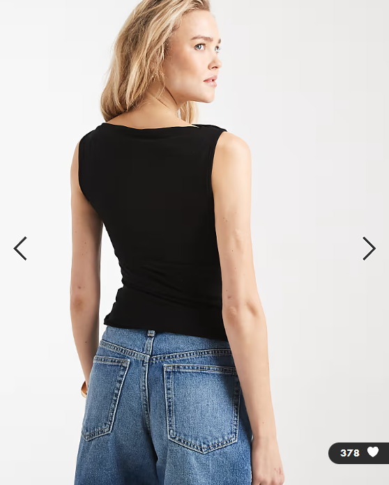 Miss Selfridge ruched front slash neck top in black
