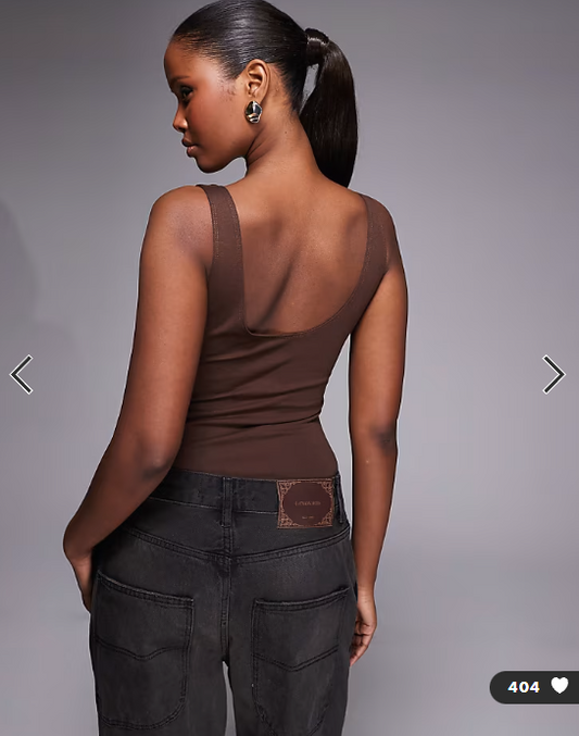 ASOS DESIGN layered cupped bodysuit in brown
