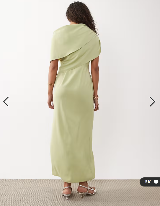 ASOS DESIGN fallen shoulder midi dress in sage
