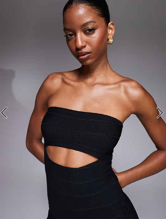 Kaiia exclusive bandeau cutout bandage mini dress in black