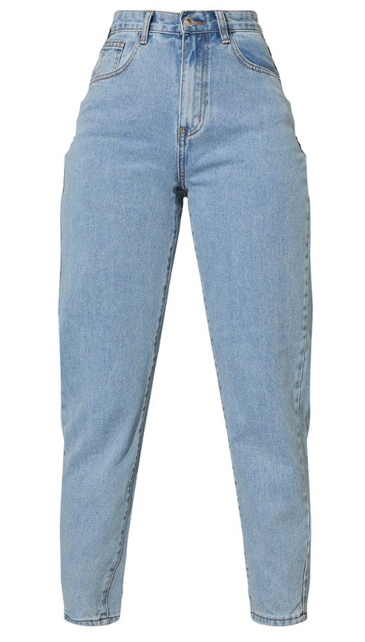 Light Blue Wash Bum Shape Mom Jeans