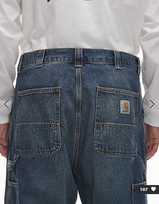Carhartt WIP OG single knee loose fit denim jeans in dark vintage wash blue