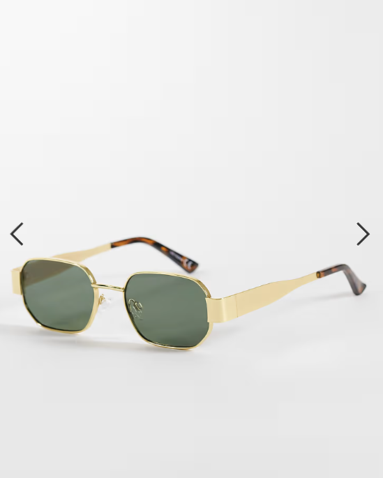 Reclaimed Vintage unisex wire frame sunglasses with built up sides in gold