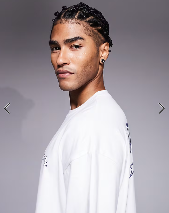 Faded Store stars back print graphic tee in white.