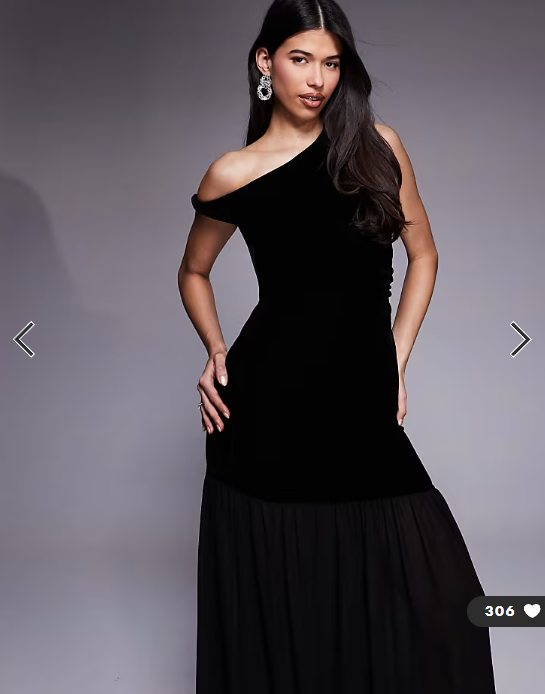 Gina Tricot velvet twisted off shoulder maxi dress with mesh skirt in black