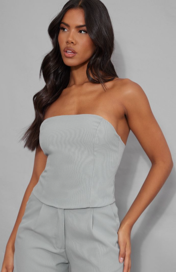 Light Grey Woven Bandeau Corset