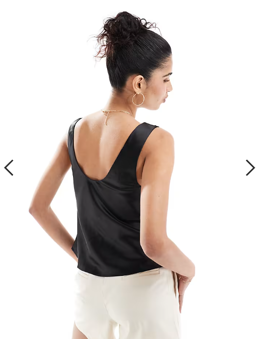 ASOS DESIGN scoop neck cami in satin in Black