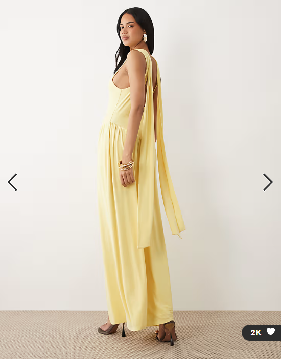 ASOS DESIGN slinky maxi dress with scarf detail in lemon