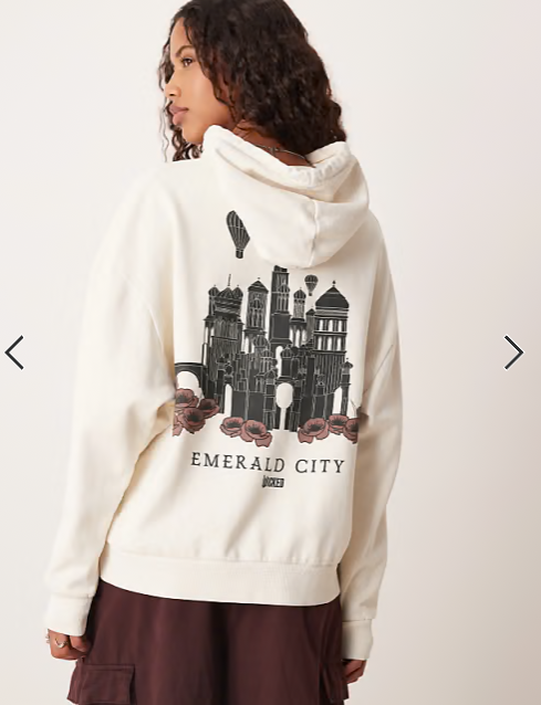 ASOS DESIGN unisex relaxed hoodie with Wicked print in Ecru