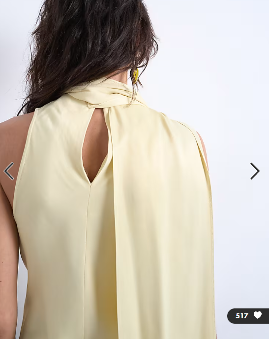 Topshop scarf detail satin top in buttermilk