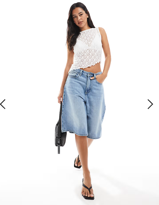 ASOS DESIGN lace asymmetric hem sleeveless top in ivory