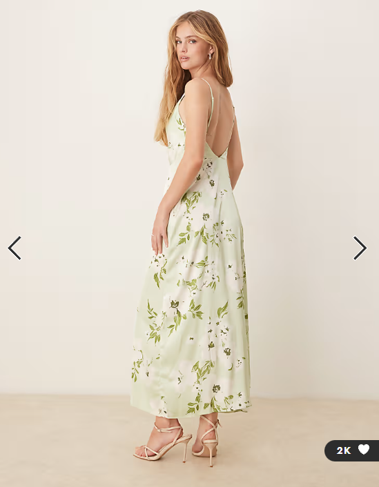 Vila satin floral midi dress in pale green