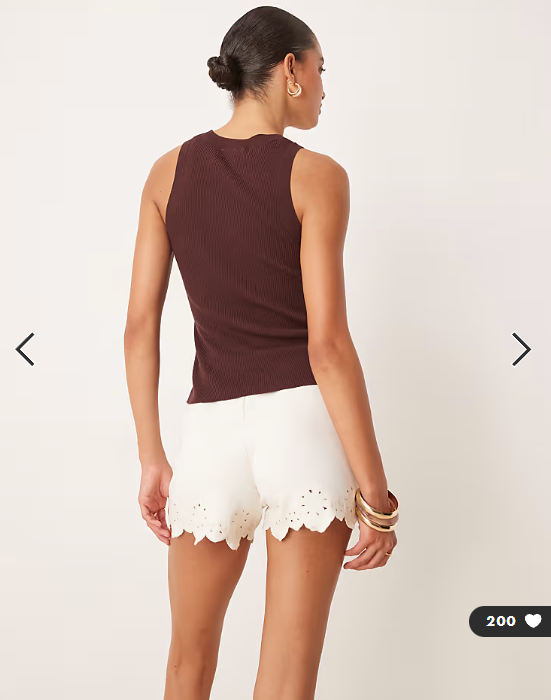 ASOS DESIGN ponte embroidered hem mini shorts in white