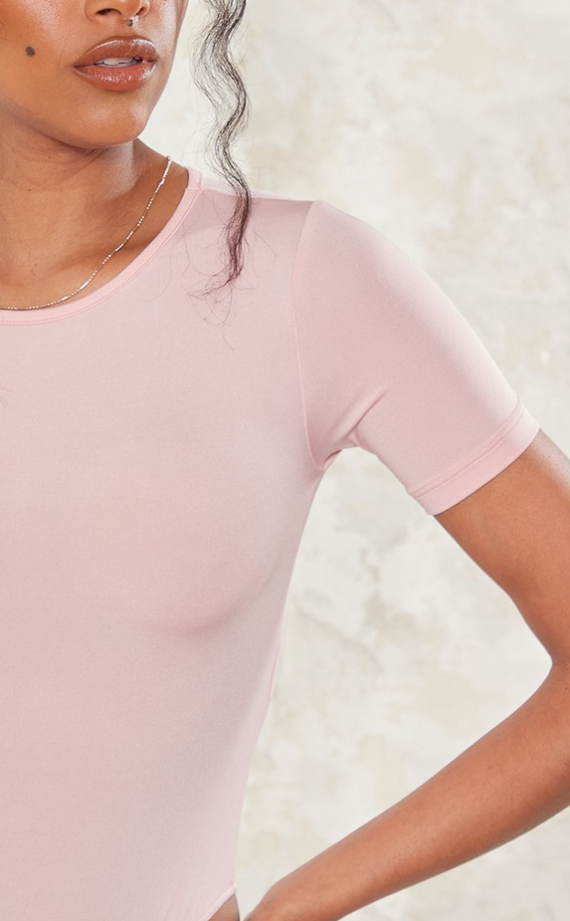Pink Rose Basic Slinky Short Sleeve Bodysuit