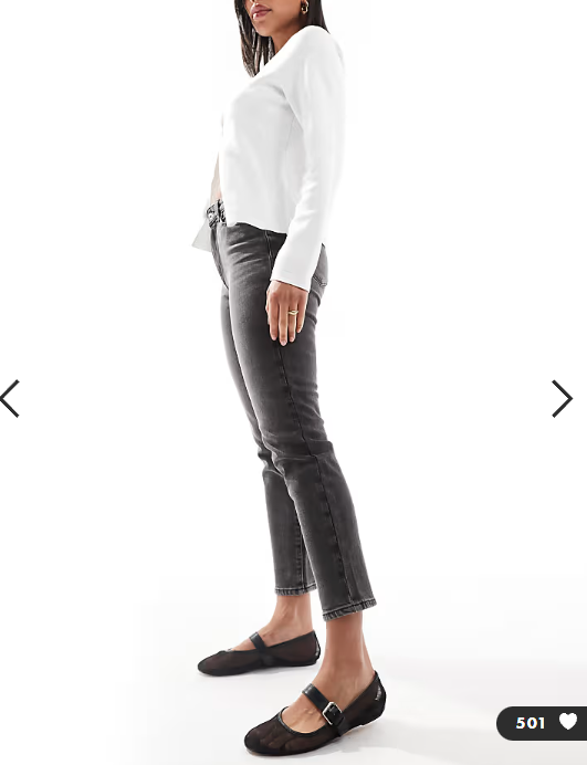 ONLY Emily high waisted straight leg jeans in washed grey