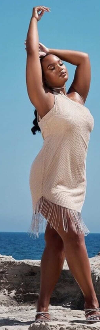 Nude Premium Embellished One Shoulder Tassel Hem Bodycon Dress