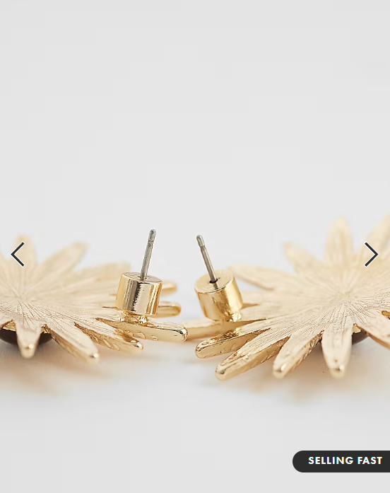 ASOS DESIGN sun earrings with faux tigers eye stones in gold tone