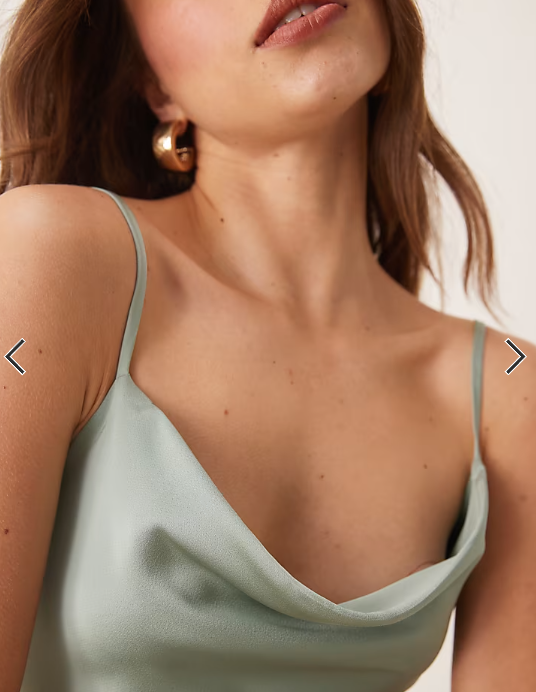 Vila satin cowl neck maxi dress in milieu green