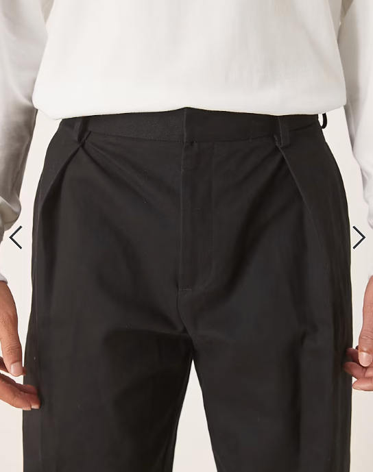 ASOS DESIGN tailored 100% cotton wide leg trousers in black with deep pleat