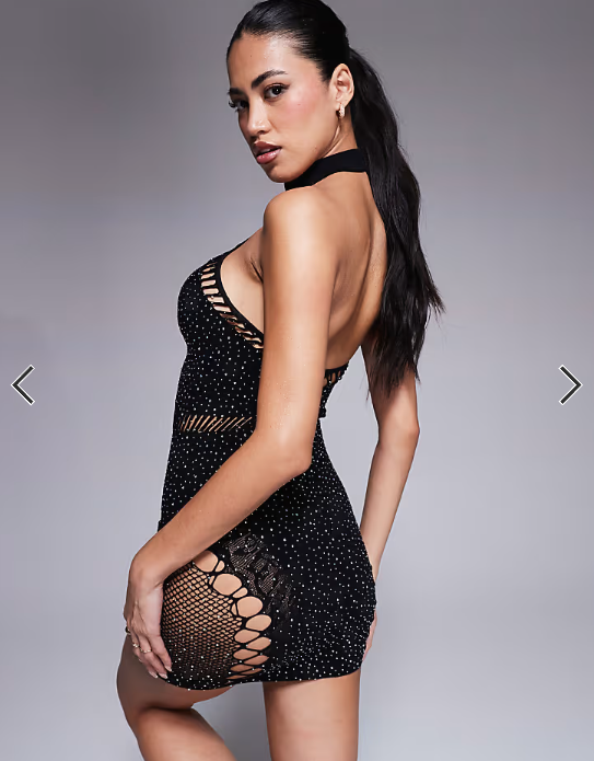 Ann Summers Verity diamante dress in black - BLACK