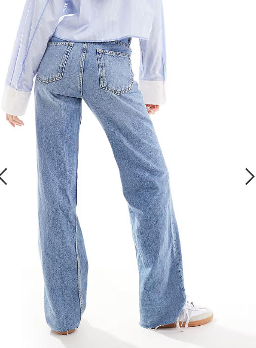 Mango Danila raw hem straight leg jeans in light blue