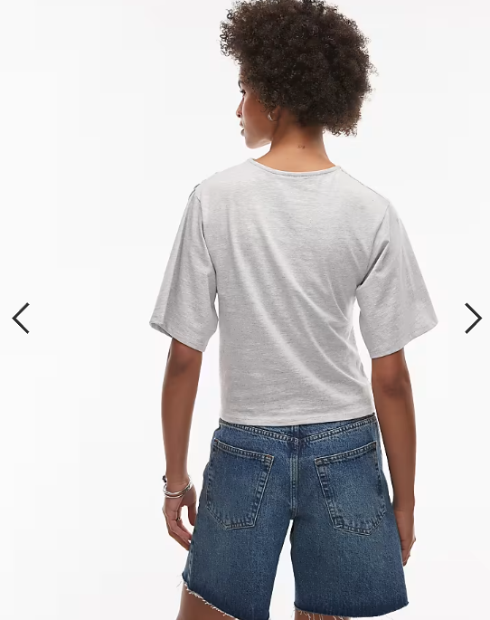 ASOS DESIGN t-shirt with ruched asymmetric hem in grey marl