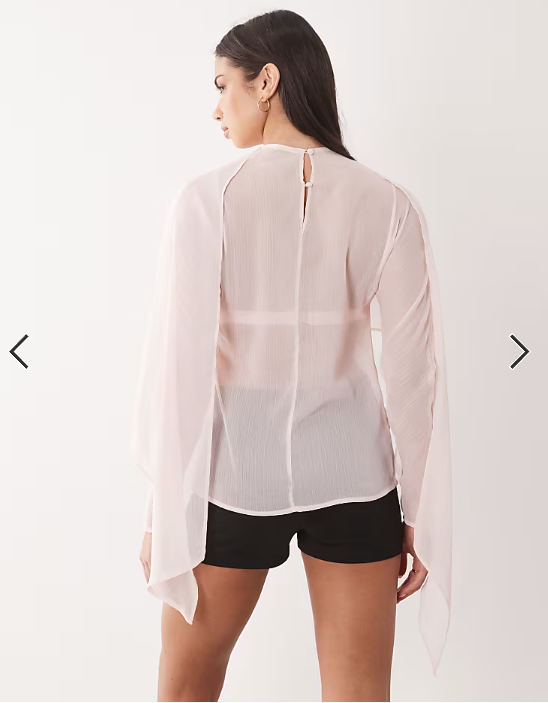 ASOS DESIGN chiffon scarf detail sheer blouse in pink