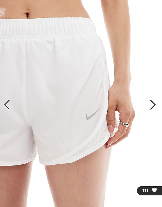 Nike Running Tempo Dri-FIT mid rise 3 inch shorts in white