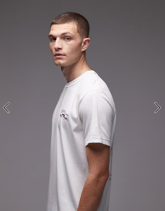 Lacoste back print t-shirt in ivory